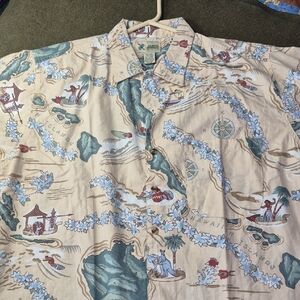 Haband Shirt Mens XL Button Short Sleeve Hawaiian Islands Surf